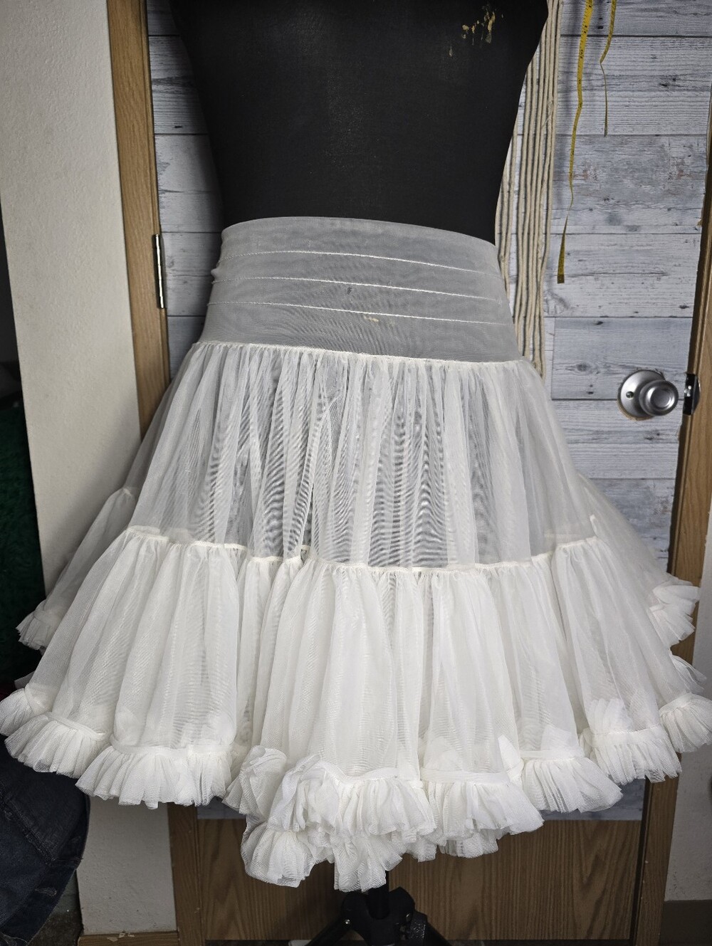 Vtg 60's Malco Modes White Tiered Tulle Petticoat Skirt Western Square Dancing